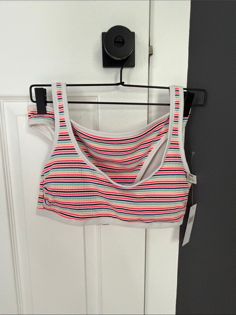Hula Honey Striped Bikini Top and Bottom - White with Pink, Blue & Green Stripes